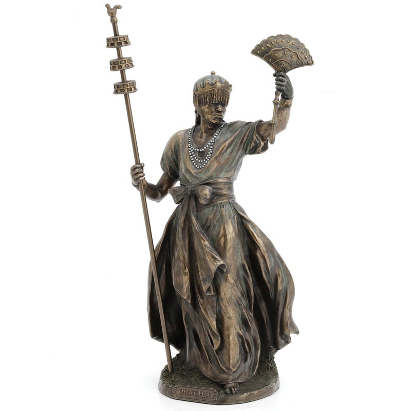 UNICORN STUDIO 12 Inch Obatala The Creator Orisha Santeria Yoruba Cold Cast Resin Bronze Finish Sculpture - Image 1